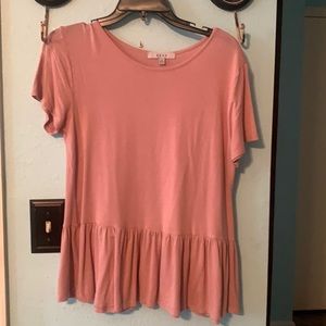 Blush pink ruffle shirt